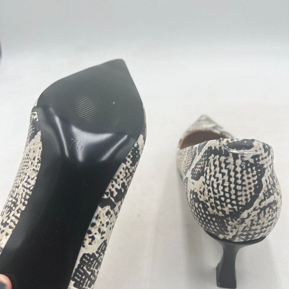 Fowt Snake Print Croc-Embossed Pointed Toe Pumps … - image 6